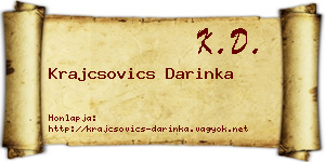 Krajcsovics Darinka névjegykártya
